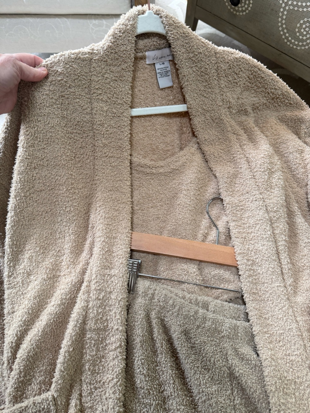 “if it were me” NWT 3pc Plush Beige Terry Jacket, crop top & shorts loungeware!